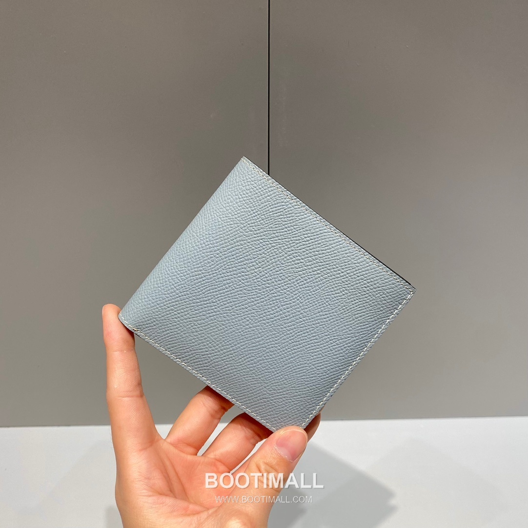 Hermes Epsom Linen Blue Bifold Short Wallet 에르메스 294504 엡솜 린넨 블루 반지갑 10cm 4