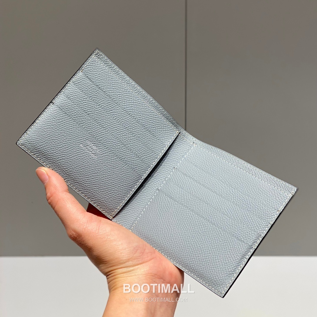 Hermes Epsom Linen Blue Bifold Short Wallet 에르메스 294504 엡솜 린넨 블루 반지갑 10cm 5