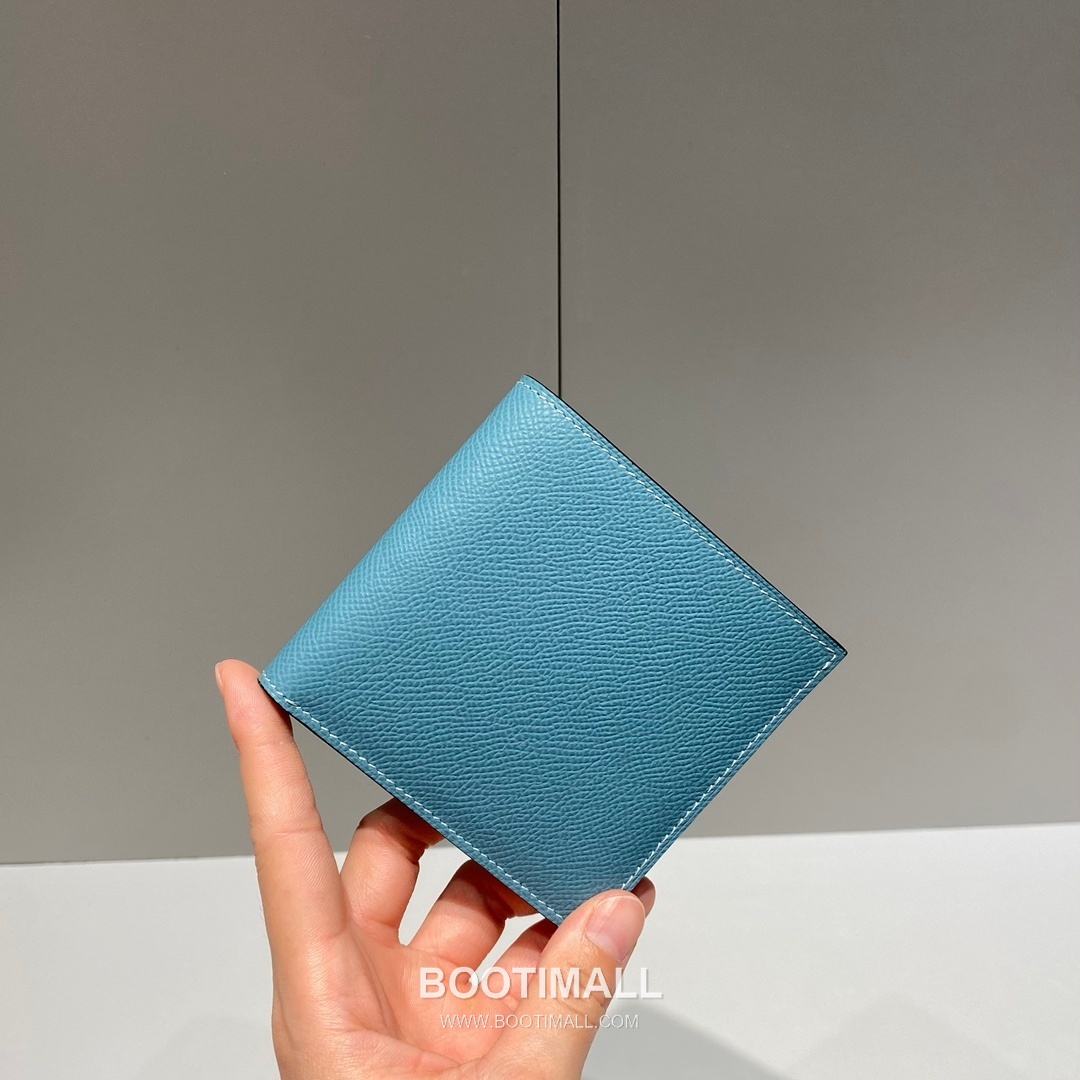 Hermes Epsom Compact Bi-Fold Wallet Blue Jeans Short Wallet 에르메스 엡솜 컴팩트 반지갑 294E504J 블루 진 10cm 4