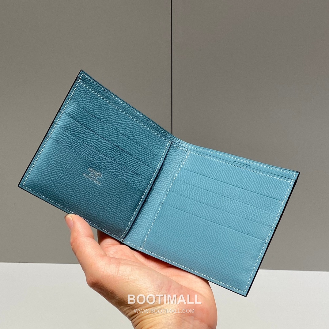 Hermes Epsom Compact Bi-Fold Wallet Blue Jeans Short Wallet 에르메스 엡솜 컴팩트 반지갑 294E504J 블루 진 10cm 5