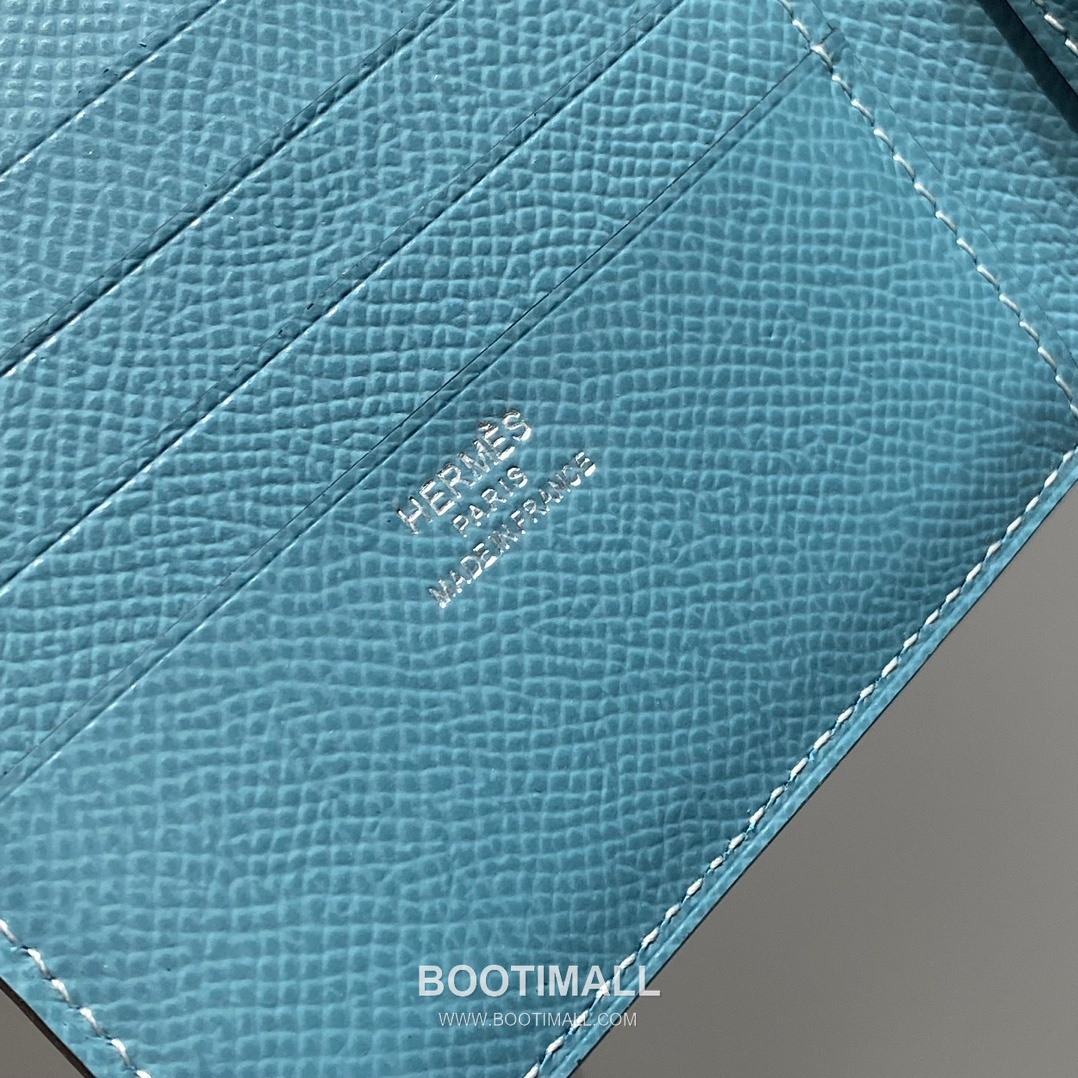Hermes Epsom Compact Bi-Fold Wallet Blue Jeans Short Wallet 에르메스 엡솜 컴팩트 반지갑 294E504J 블루 진 10cm 6