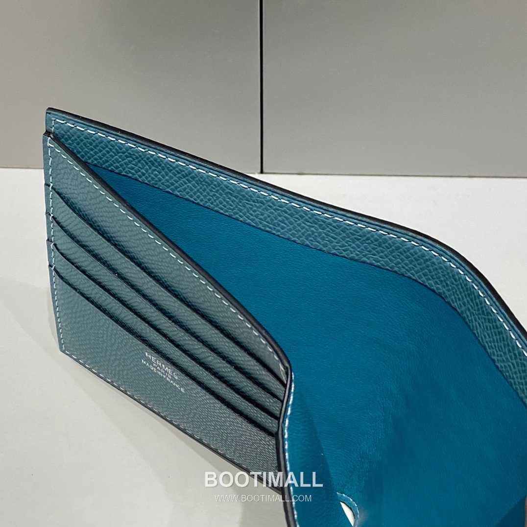 Hermes Epsom Compact Bi-Fold Wallet Blue Jeans Short Wallet 에르메스 엡솜 컴팩트 반지갑 294E504J 블루 진 10cm 9