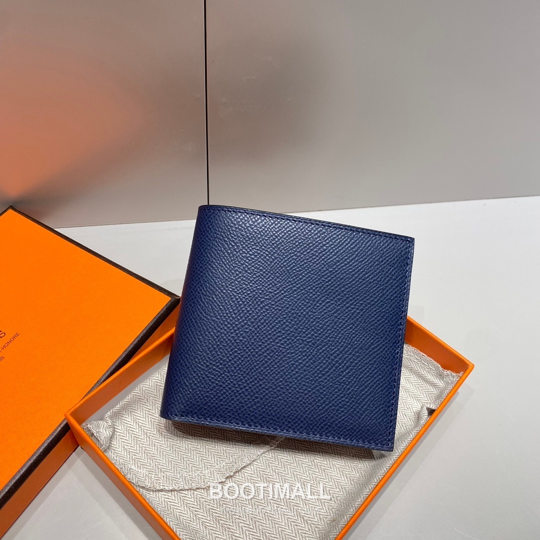 Hermes Epsom Leather Compact Wallet Navy Blue 에르메스 2945049 엡솜 레더 반지갑 네이비 블루 11cm 2