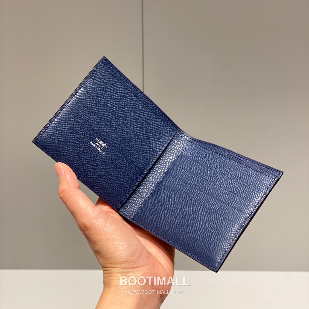 Hermes Epsom Leather Compact Wallet Navy Blue 에르메스 2945049 엡솜 레더 반지갑 네이비 블루 11cm 5