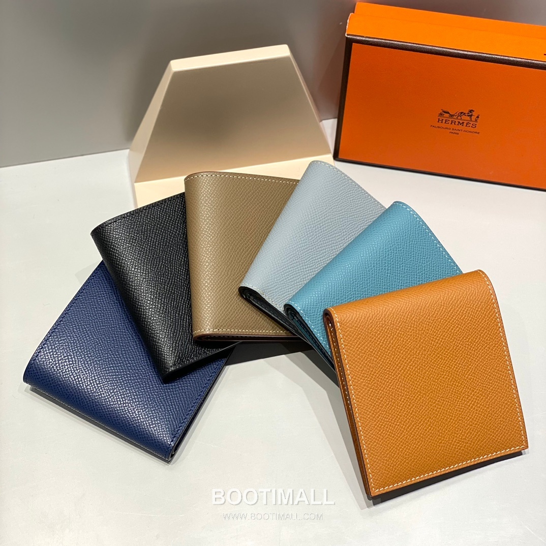 Hermes Epsom Leather Compact Wallet Navy Blue 에르메스 2945049 엡솜 레더 반지갑 네이비 블루 11cm 10