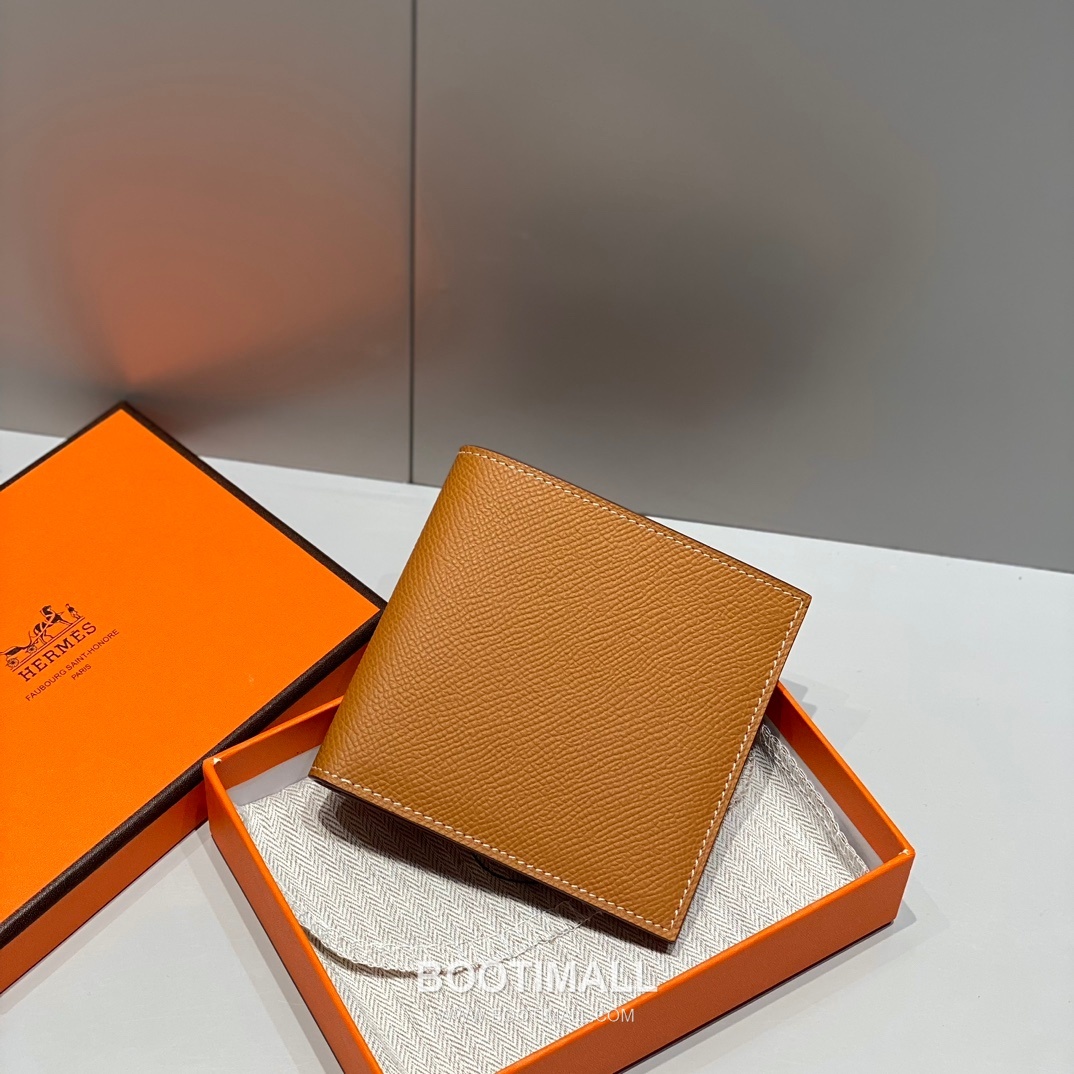 Hermes Epsom Leather Gold Brown Short Wallet 에르메스 엡솜 레더 골드 브라운 반지갑 10cm 2