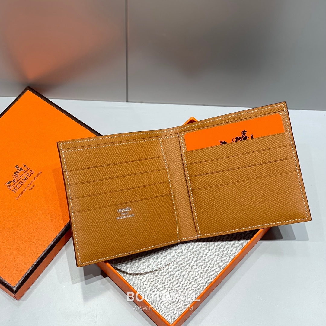 Hermes Epsom Leather Gold Brown Short Wallet 에르메스 엡솜 레더 골드 브라운 반지갑 10cm 3