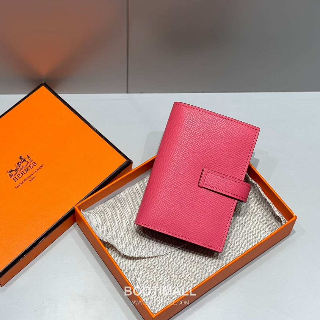 Hermes Epsom Leather H Buckle Short Wallet Lipstick Pink 에르메스 엡솜 레더 H 버클 반지갑 립스틱 핑크 3