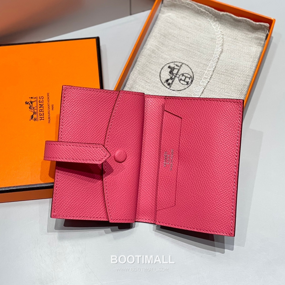 Hermes Epsom Leather H Buckle Short Wallet Lipstick Pink 에르메스 엡솜 레더 H 버클 반지갑 립스틱 핑크 4