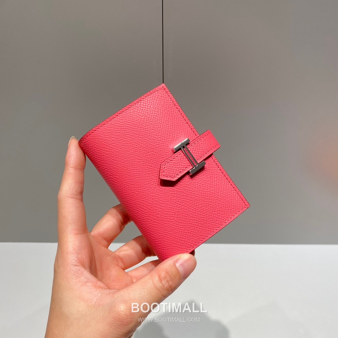 Hermes Epsom Leather H Buckle Short Wallet Lipstick Pink 에르메스 엡솜 레더 H 버클 반지갑 립스틱 핑크 5