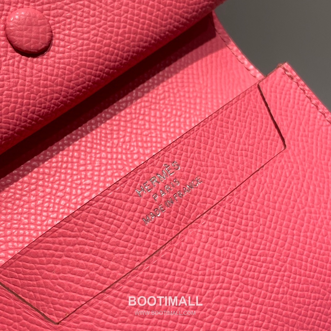 Hermes Epsom Leather H Buckle Short Wallet Lipstick Pink 에르메스 엡솜 레더 H 버클 반지갑 립스틱 핑크 8