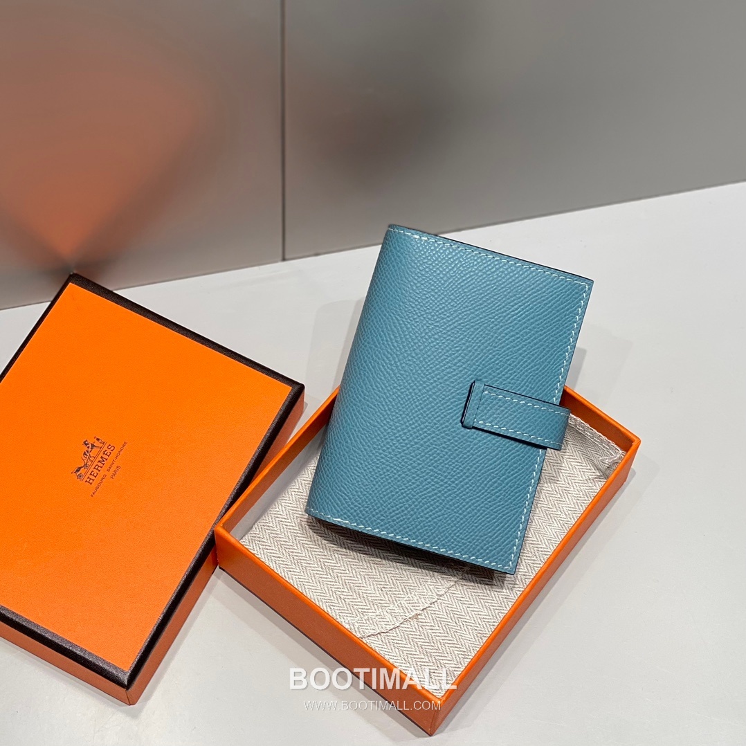 Hermes Epsom Leather H Buckle Short Wallet Denim Blue 에르메스 엡솜 레더 H 버클 반지갑 데님 블루 3