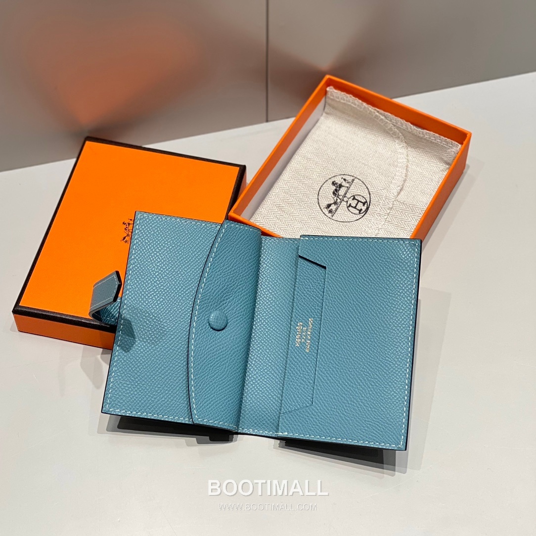 Hermes Epsom Leather H Buckle Short Wallet Denim Blue 에르메스 엡솜 레더 H 버클 반지갑 데님 블루 4