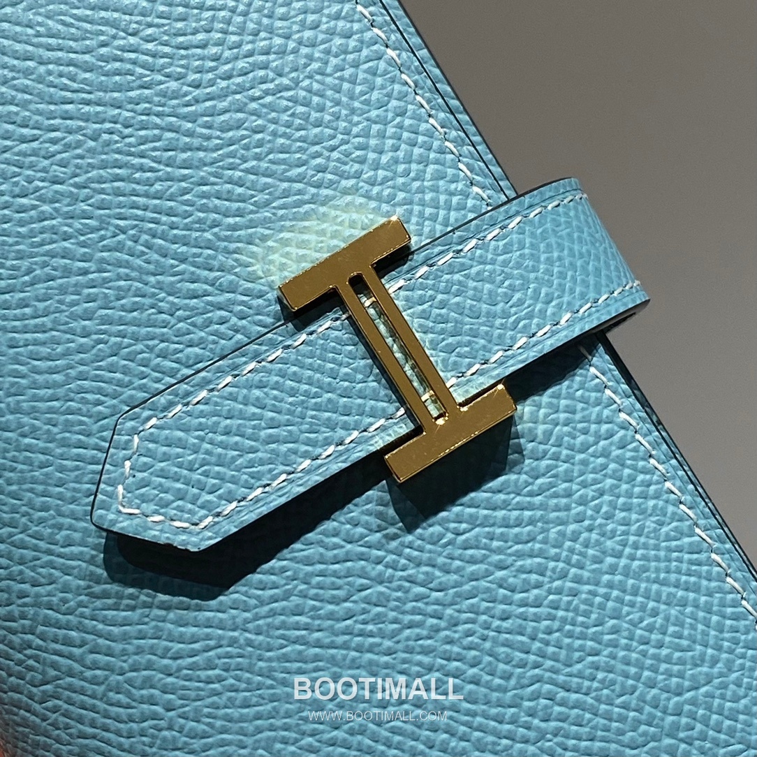 Hermes Epsom Leather H Buckle Short Wallet Denim Blue 에르메스 엡솜 레더 H 버클 반지갑 데님 블루 7