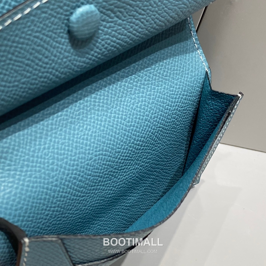 Hermes Epsom Leather H Buckle Short Wallet Denim Blue 에르메스 엡솜 레더 H 버클 반지갑 데님 블루 10