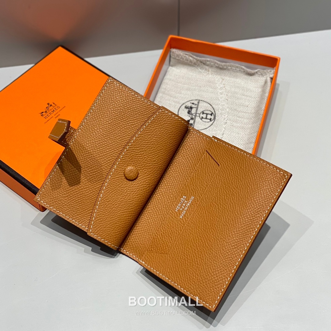 Hermes Epsom Leather Bi-Fold Wallet Gold Brown 에르메스 엡솜 레더 반지갑 골드 브라운 4