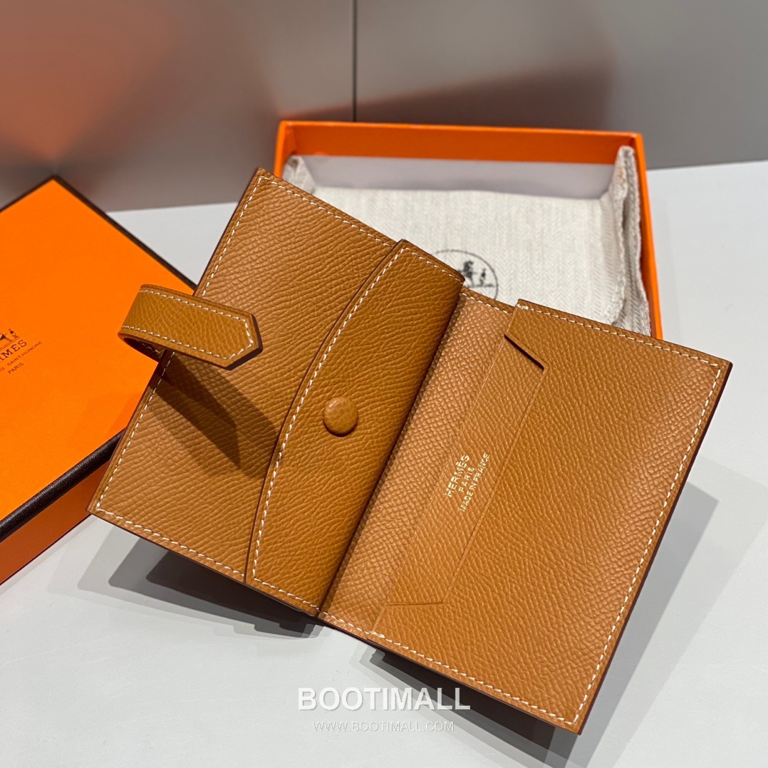 Hermes Epsom Leather Bi-Fold Wallet Gold Brown 에르메스 엡솜 레더 반지갑 골드 브라운 4