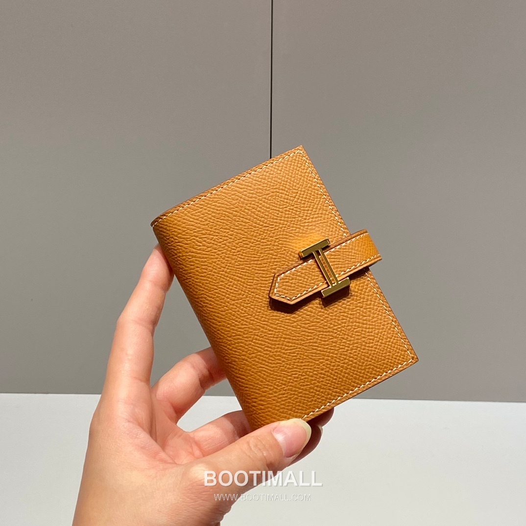 Hermes Epsom Leather Bi-Fold Wallet Gold Brown 에르메스 엡솜 레더 반지갑 골드 브라운 5