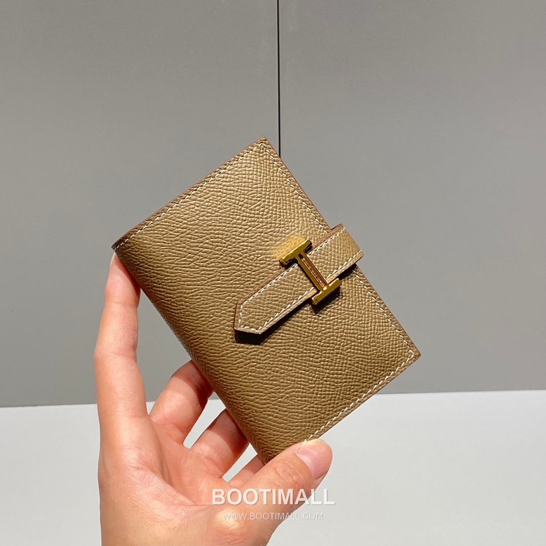 Hermes Epsom Leather Bi-Fold Wallet Gold Brown 에르메스 엡솜 레더 반지갑 골드 브라운 5