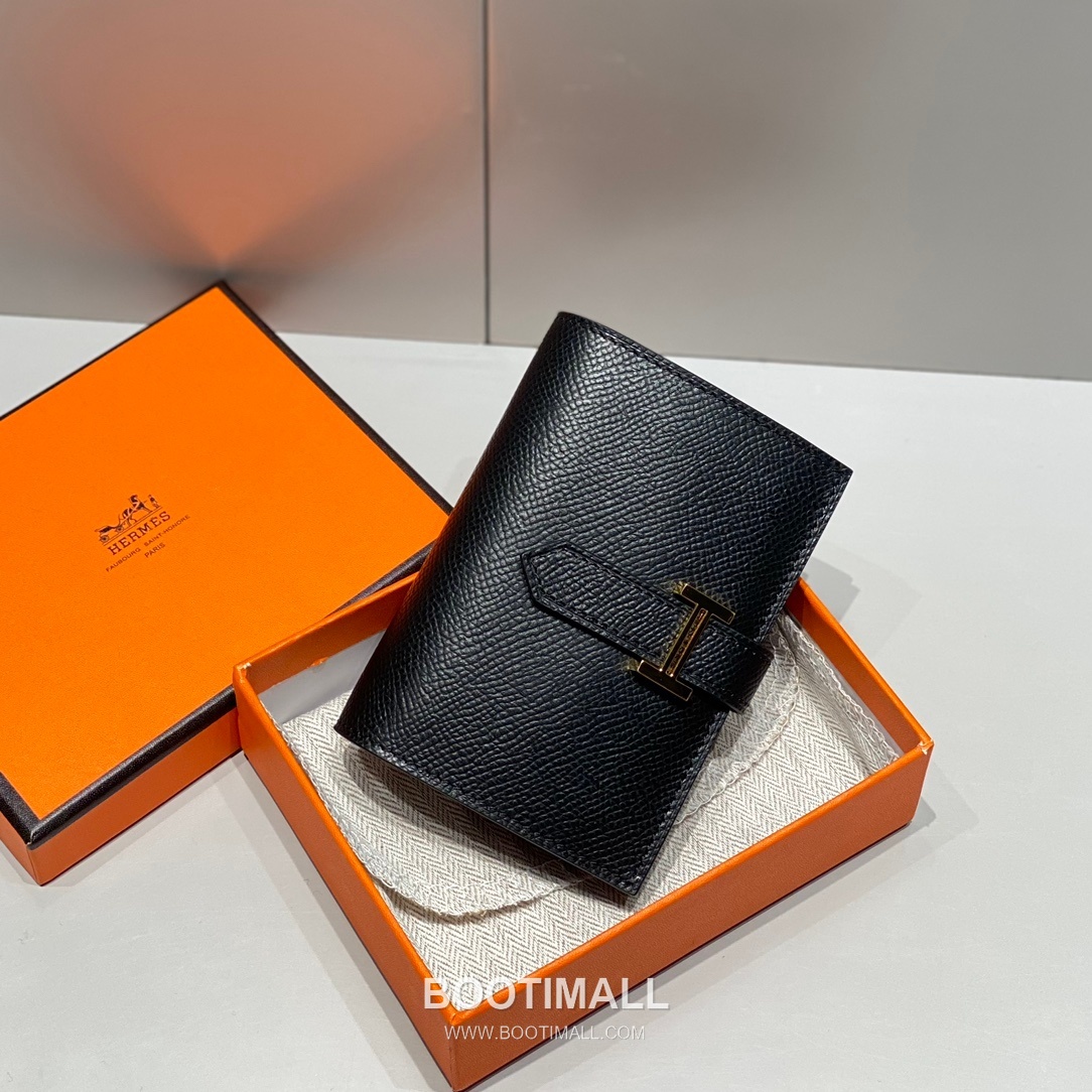 Hermes Epsom Leather Bi-Fold Wallet Gold Brown 에르메스 엡솜 레더 반지갑 골드 브라운 2