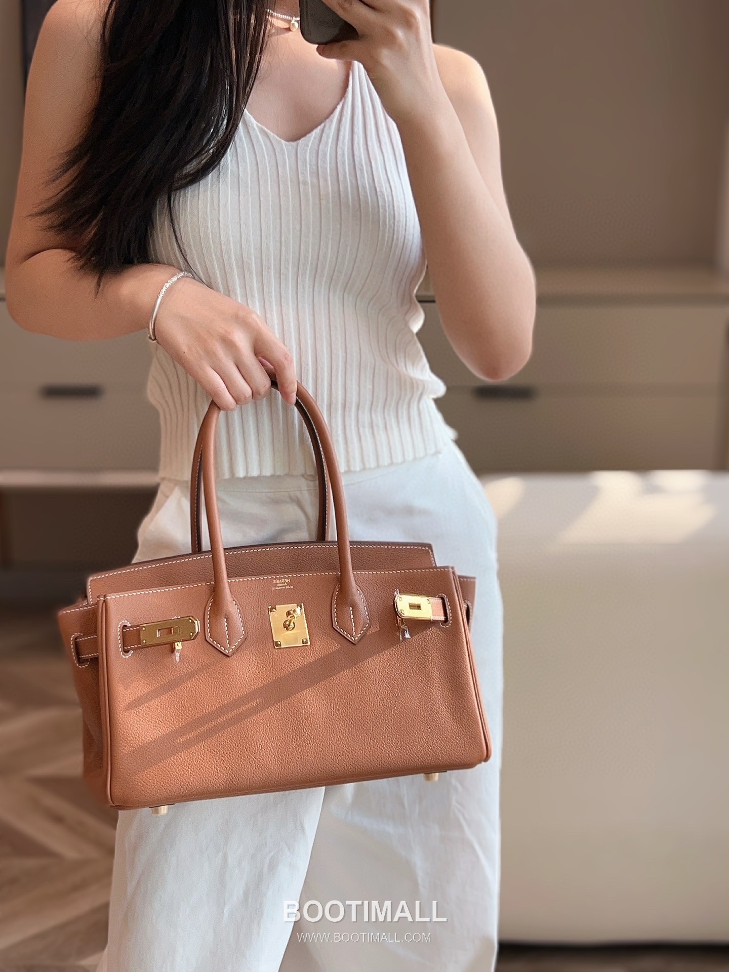 Hermes Shoulder Birkin 29 Gold Evergrain Leather Shoulder Bag 에르메스 숄더 버킨 29 골드 에버그레인 레더 숄더백 29cm 14