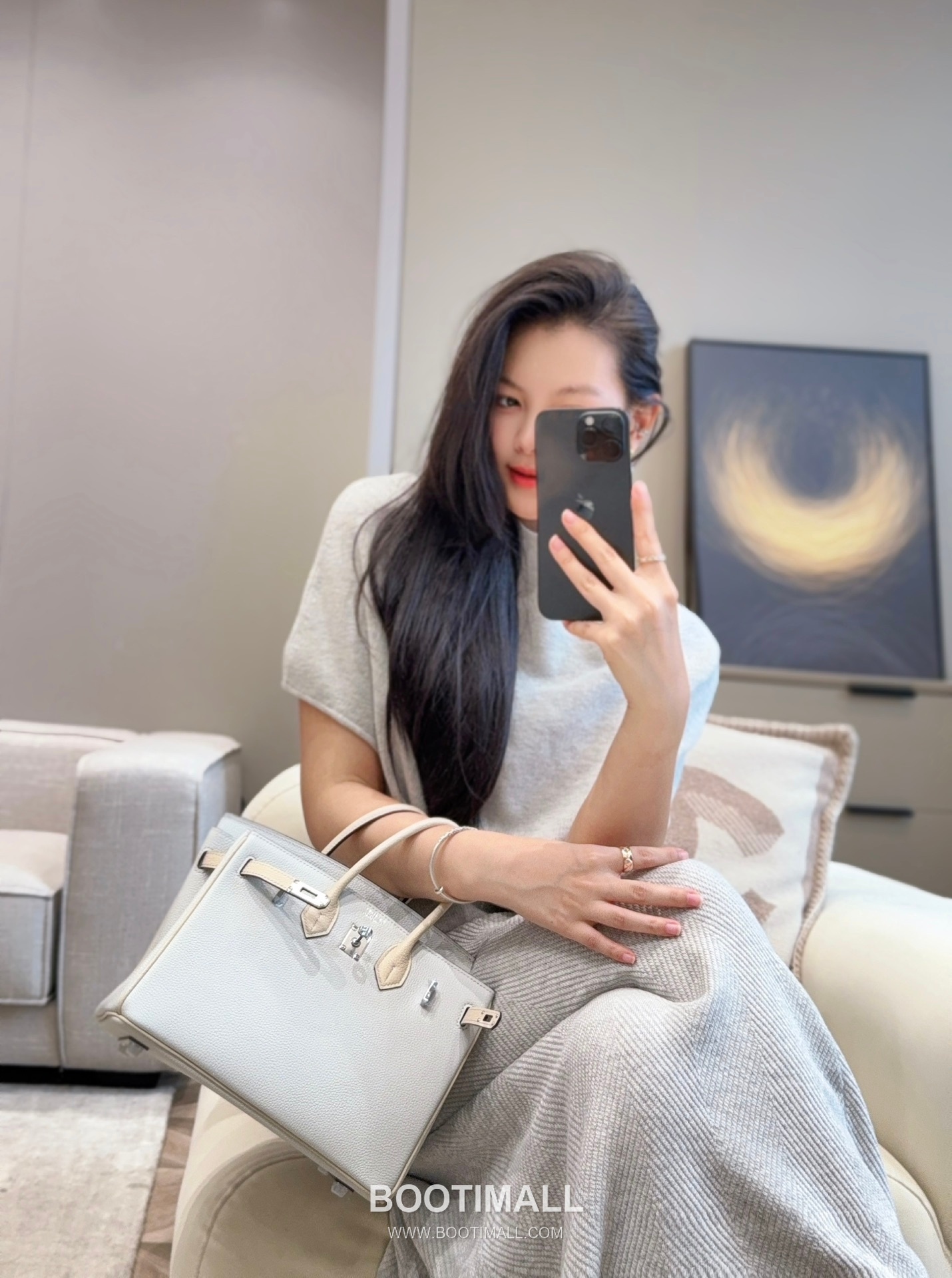 Hermes Birkin 25 Gris Platine Craie Togo Leather Tote Bag 에르메스 버킨 25 16105017 그리 플라틴 크레 토고 레더 토트백 25cm 2