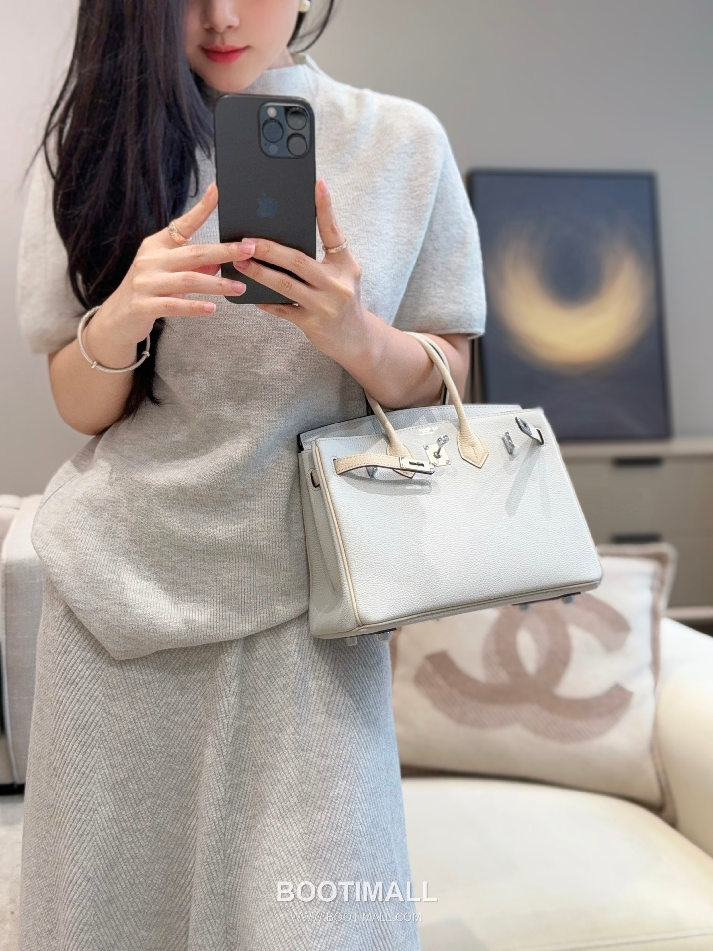 Hermes Birkin 25 Gris Platine Craie Togo Leather Tote Bag 에르메스 버킨 25 16105017 그리 플라틴 크레 토고 레더 토트백 25cm 3