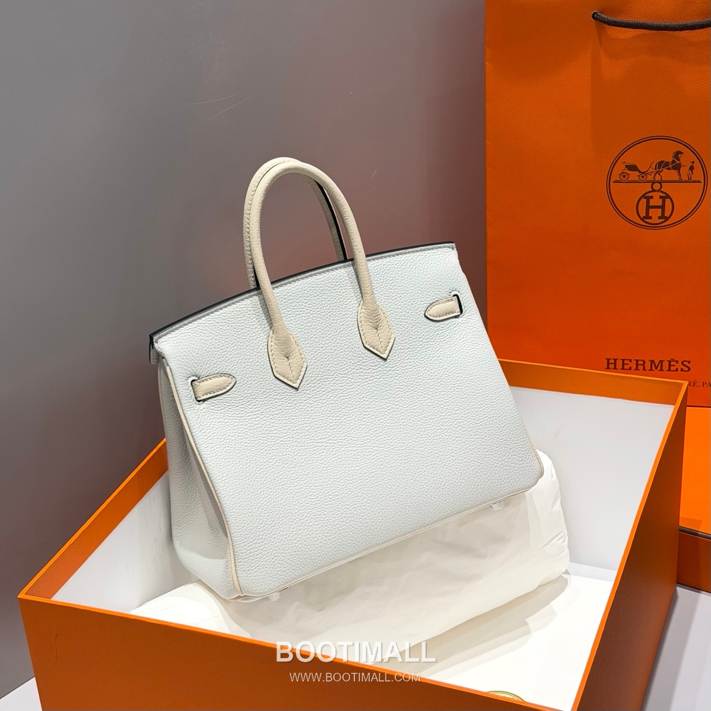 Hermes Birkin 25 Gris Platine Craie Togo Leather Tote Bag 에르메스 버킨 25 16105017 그리 플라틴 크레 토고 레더 토트백 25cm 6