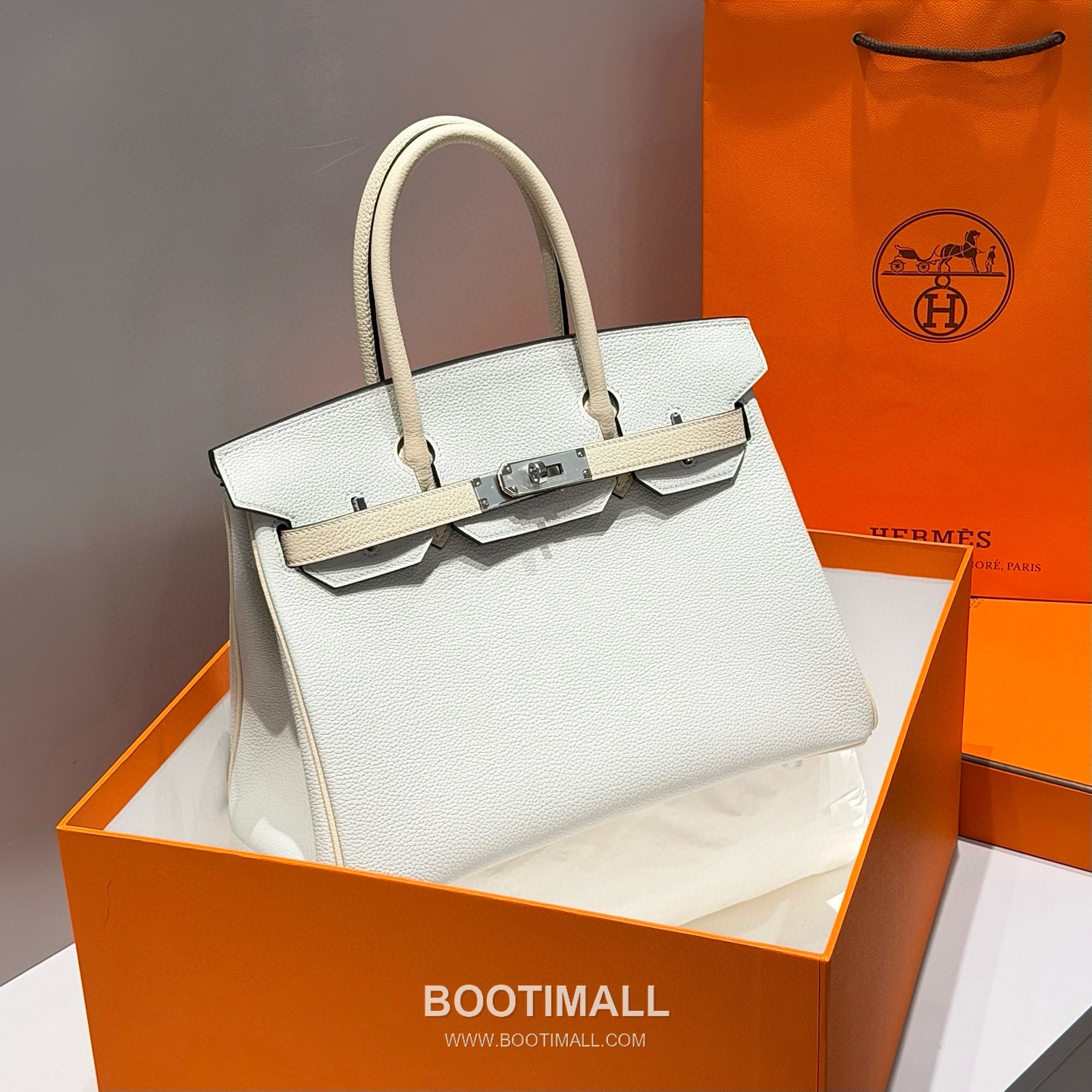 Hermes Birkin 30 Gris Platine Craie Togo Leather Handbag 에르메스 버킨 30 13110014 그리 플라티네 크레 토고 레더 핸드백 30cm 5