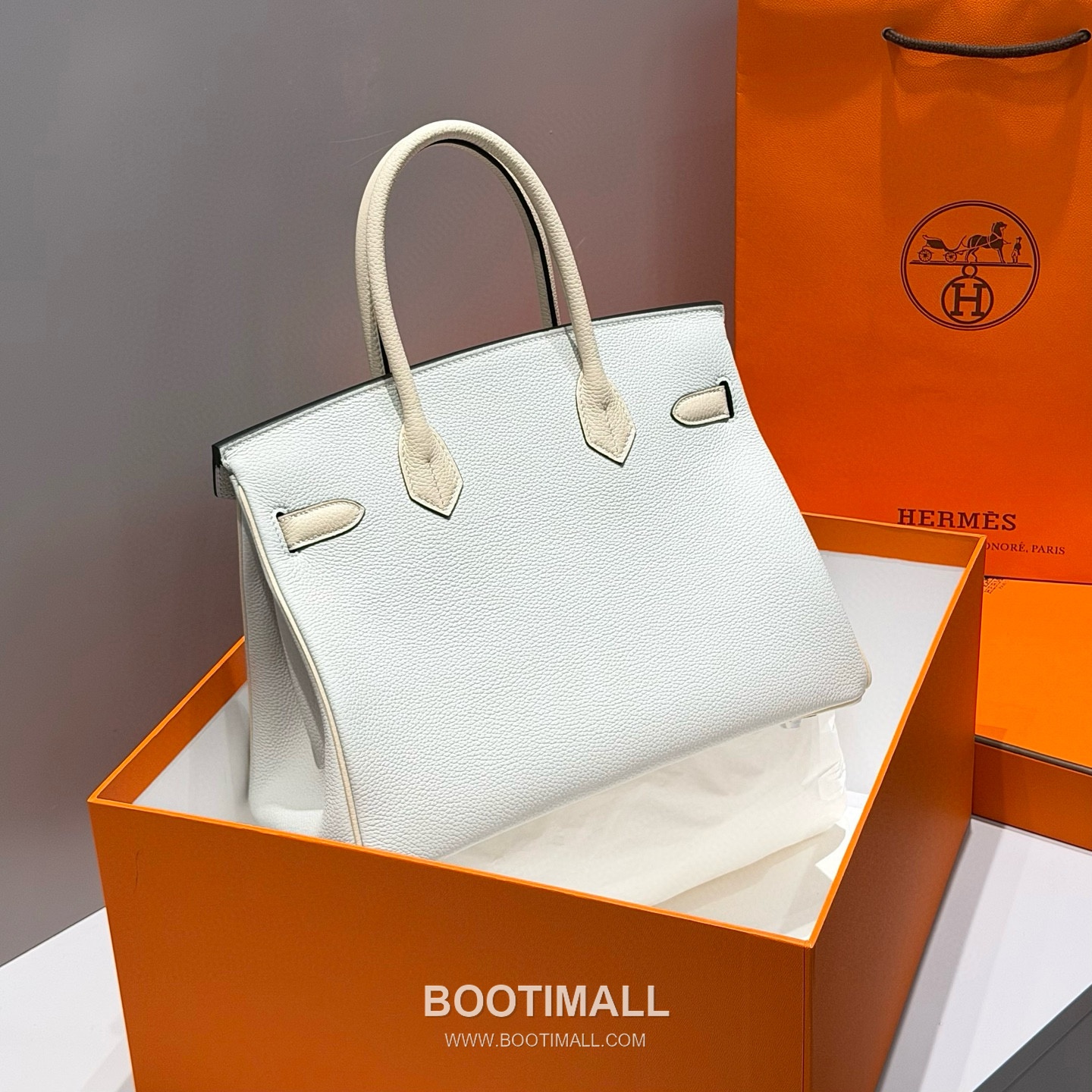 Hermes Birkin 30 Gris Platine Craie Togo Leather Handbag 에르메스 버킨 30 13110014 그리 플라티네 크레 토고 레더 핸드백 30cm 6