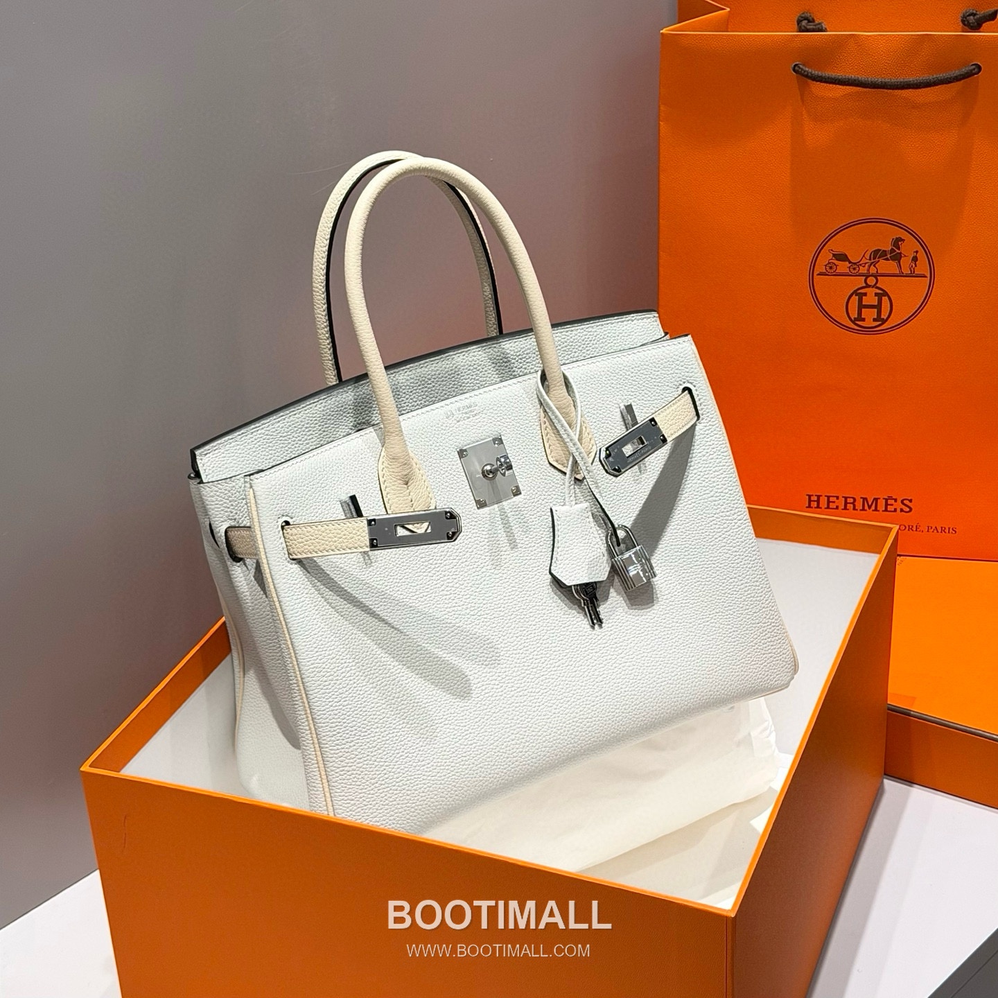 Hermes Birkin 30 Gris Platine Craie Togo Leather Handbag 에르메스 버킨 30 13110014 그리 플라티네 크레 토고 레더 핸드백 30cm 7