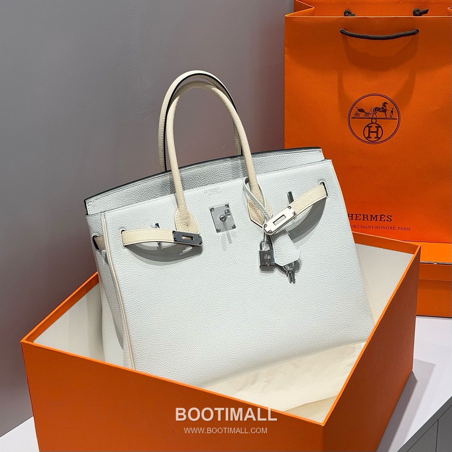 Hermes Birkin 35 Gris Platine Craie Togo Leather Handbag 에르메스 버킨 35 그리 플라틴 크레 토고 레더 핸드백 35cm 1