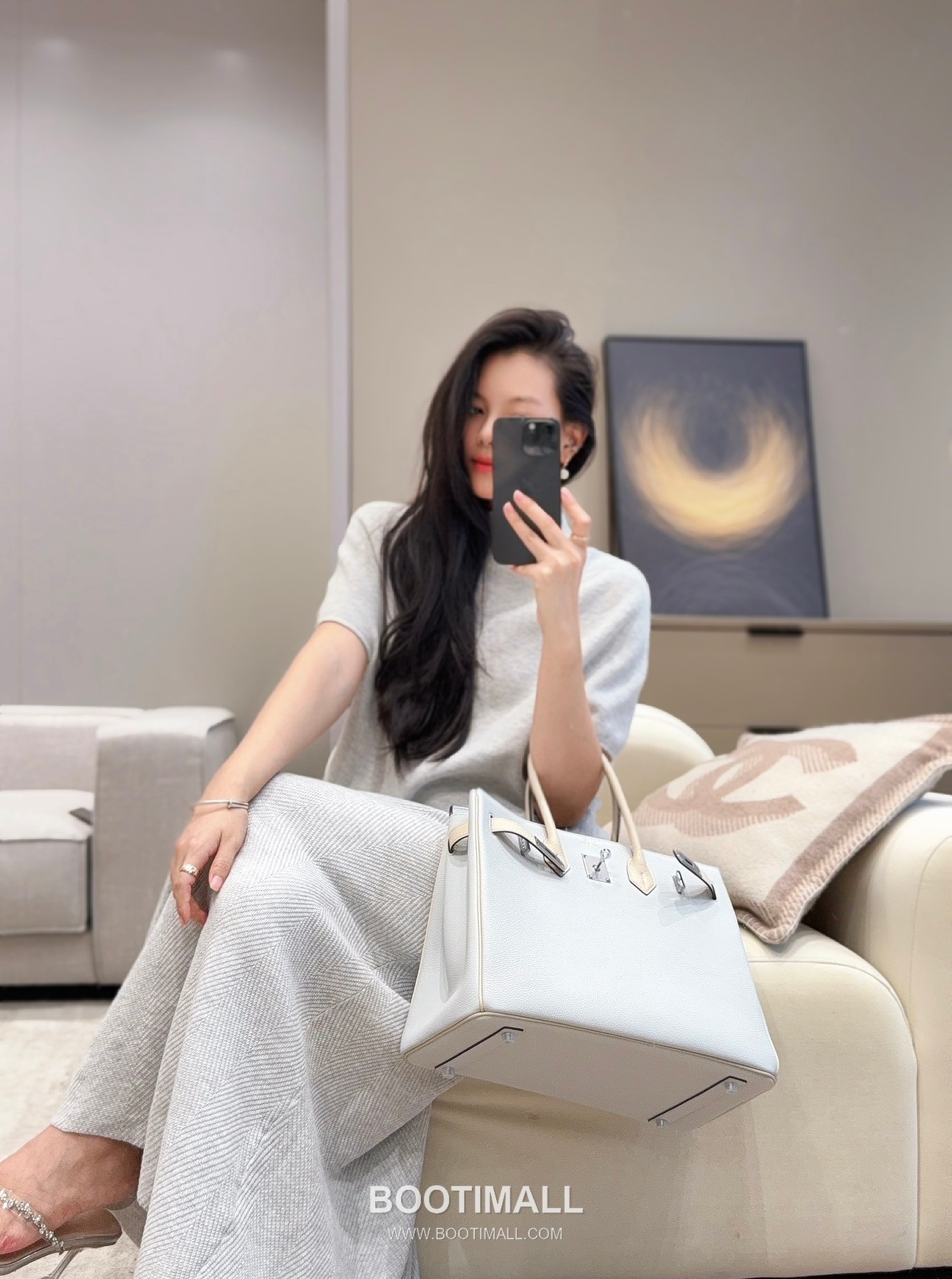 Hermes Birkin 35 Gris Platine Craie Togo Leather Handbag 에르메스 버킨 35 그리 플라틴 크레 토고 레더 핸드백 35cm 2
