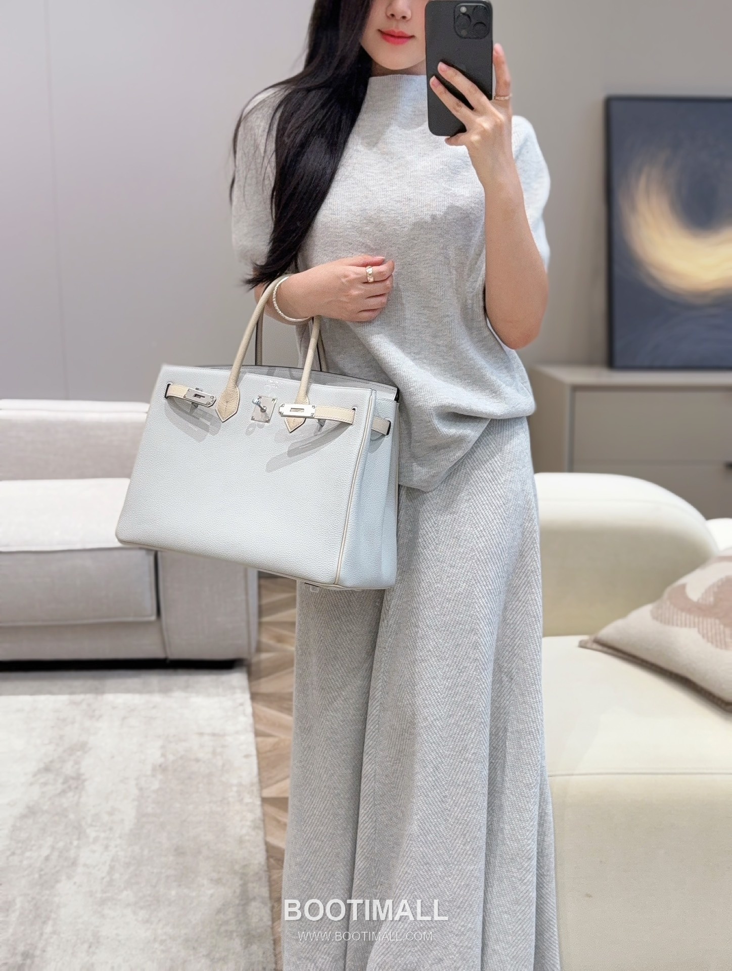 Hermes Birkin 35 Gris Platine Craie Togo Leather Handbag 에르메스 버킨 35 그리 플라틴 크레 토고 레더 핸드백 35cm 3