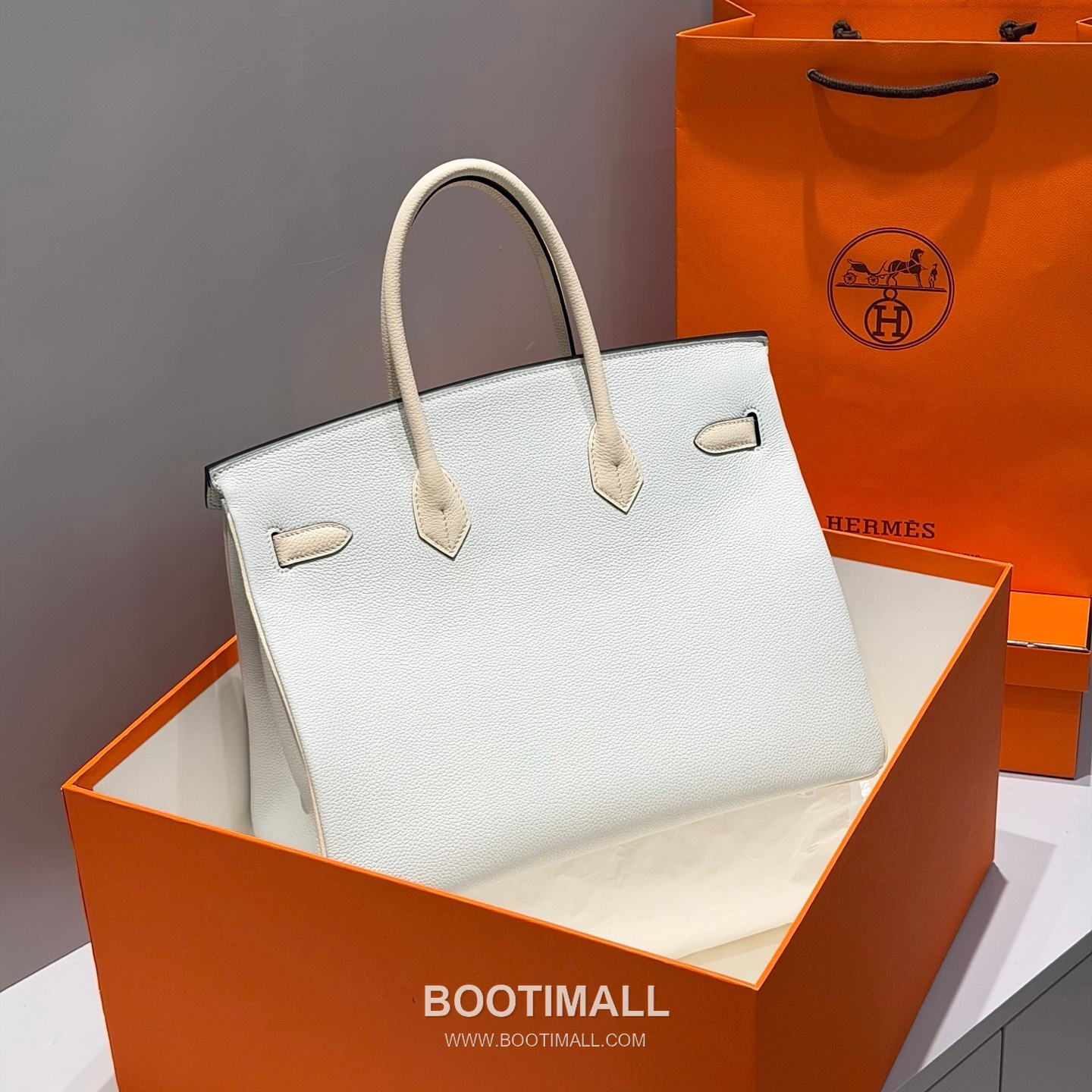 Hermes Birkin 35 Gris Platine Craie Togo Leather Handbag 에르메스 버킨 35 그리 플라틴 크레 토고 레더 핸드백 35cm 6