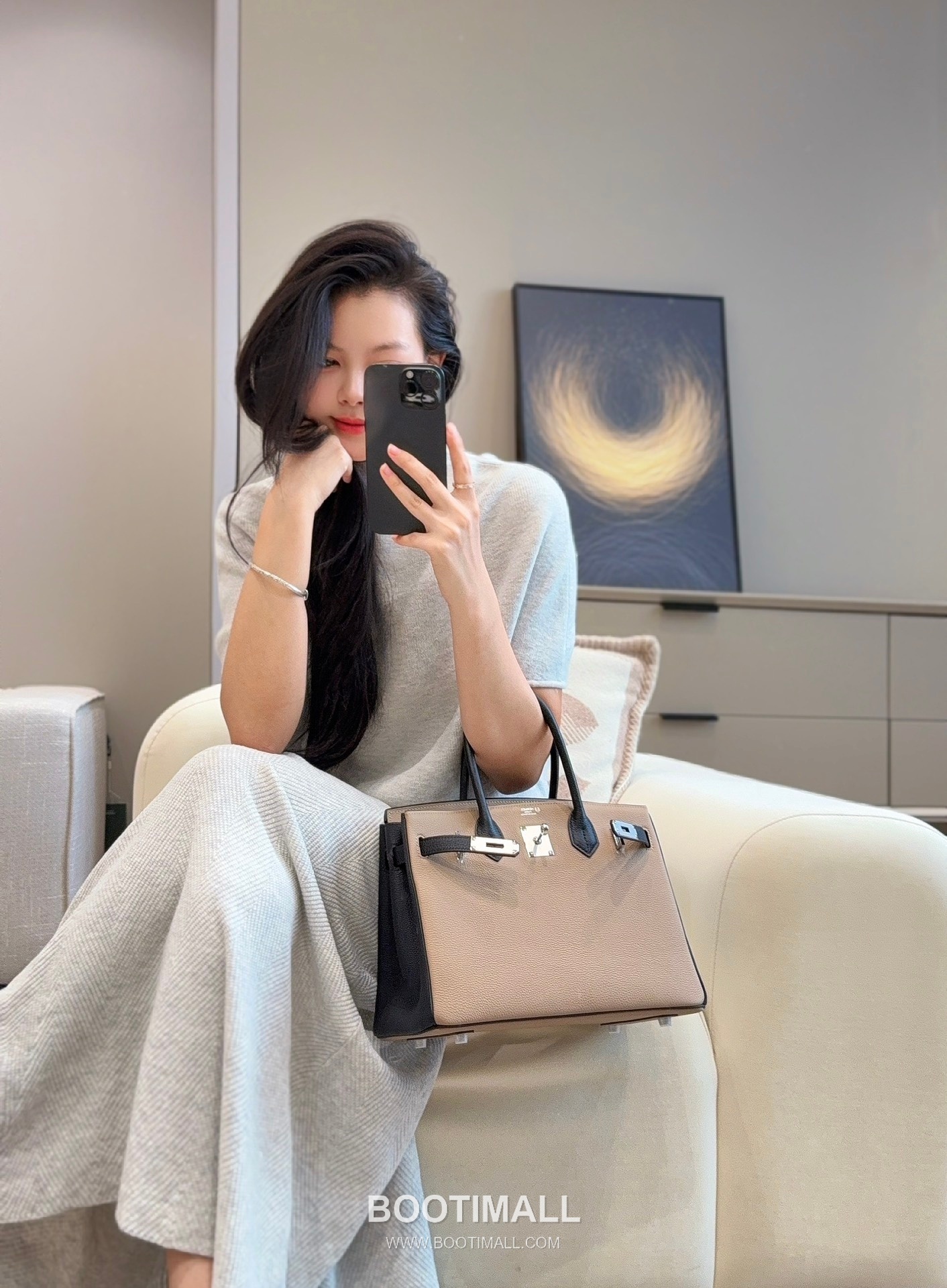 Hermes Birkin 30 Dove Gray Black Togo Leather Handbag 에르메스 버킨 30 11120013 도브 그레이 블랙 토고 레더 핸드백 30cm 2