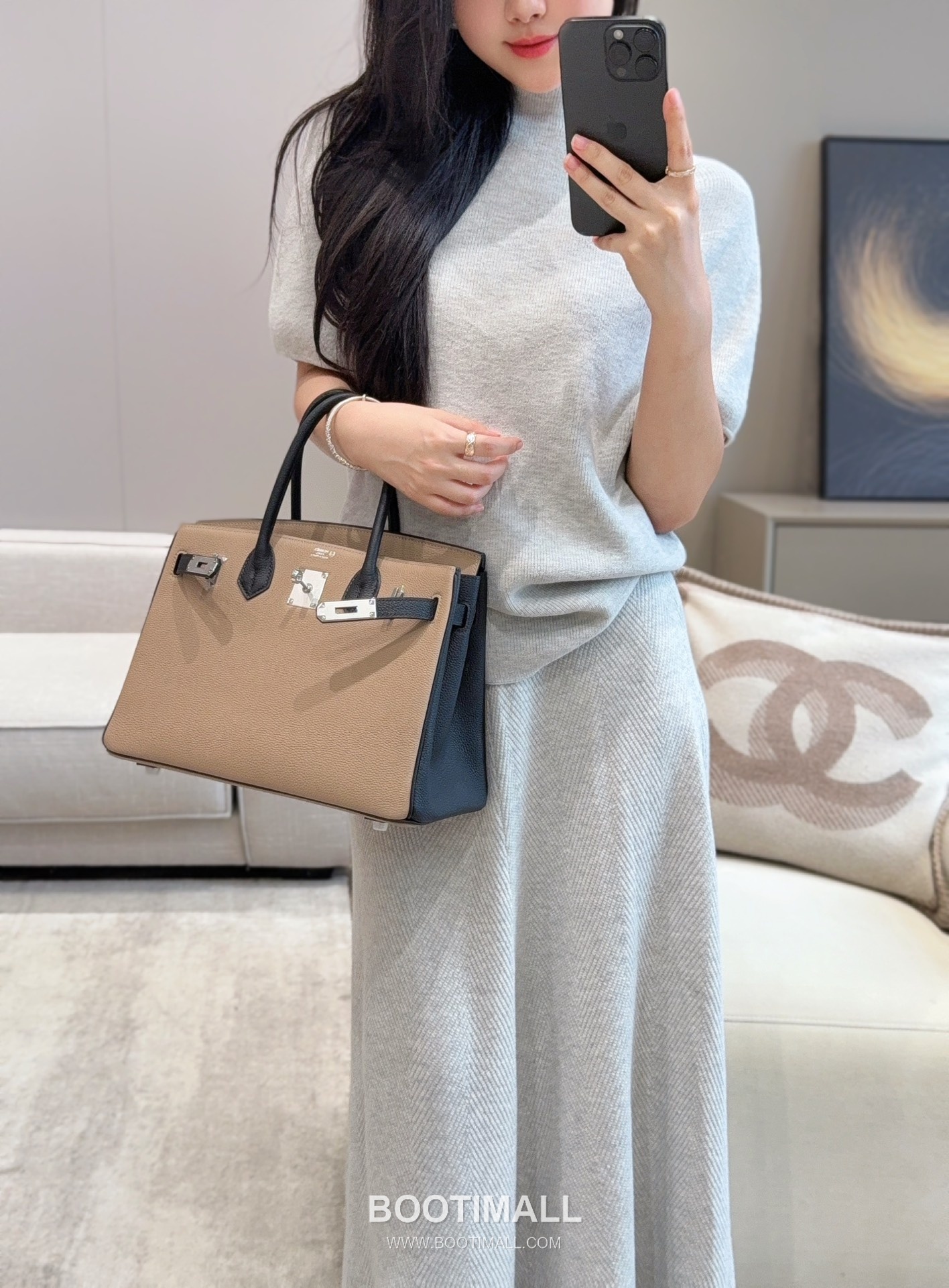 Hermes Birkin 30 Dove Gray Black Togo Leather Handbag 에르메스 버킨 30 11120013 도브 그레이 블랙 토고 레더 핸드백 30cm 3