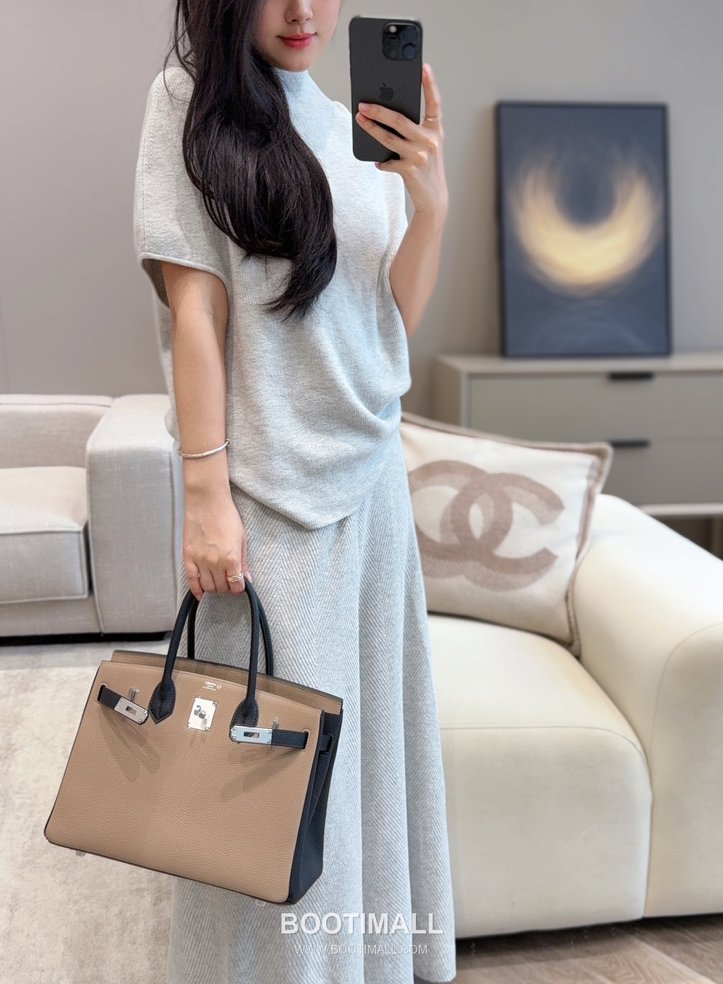 Hermes Birkin 30 Dove Gray Black Togo Leather Handbag 에르메스 버킨 30 11120013 도브 그레이 블랙 토고 레더 핸드백 30cm 4