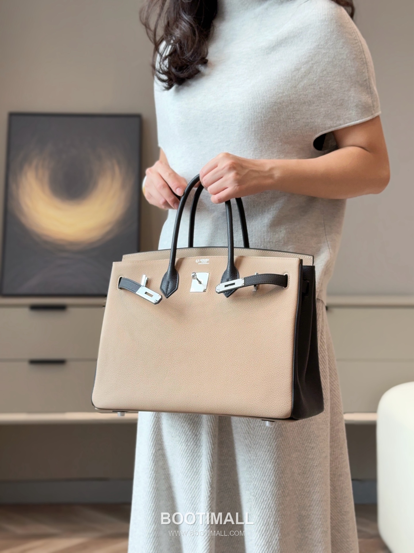 Hermes Birkin 35 Dove Gray Black Togo Leather Handbag 에르메스 버킨 35 13120014 도브 그레이 블랙 토고 레더 핸드백 35cm 3