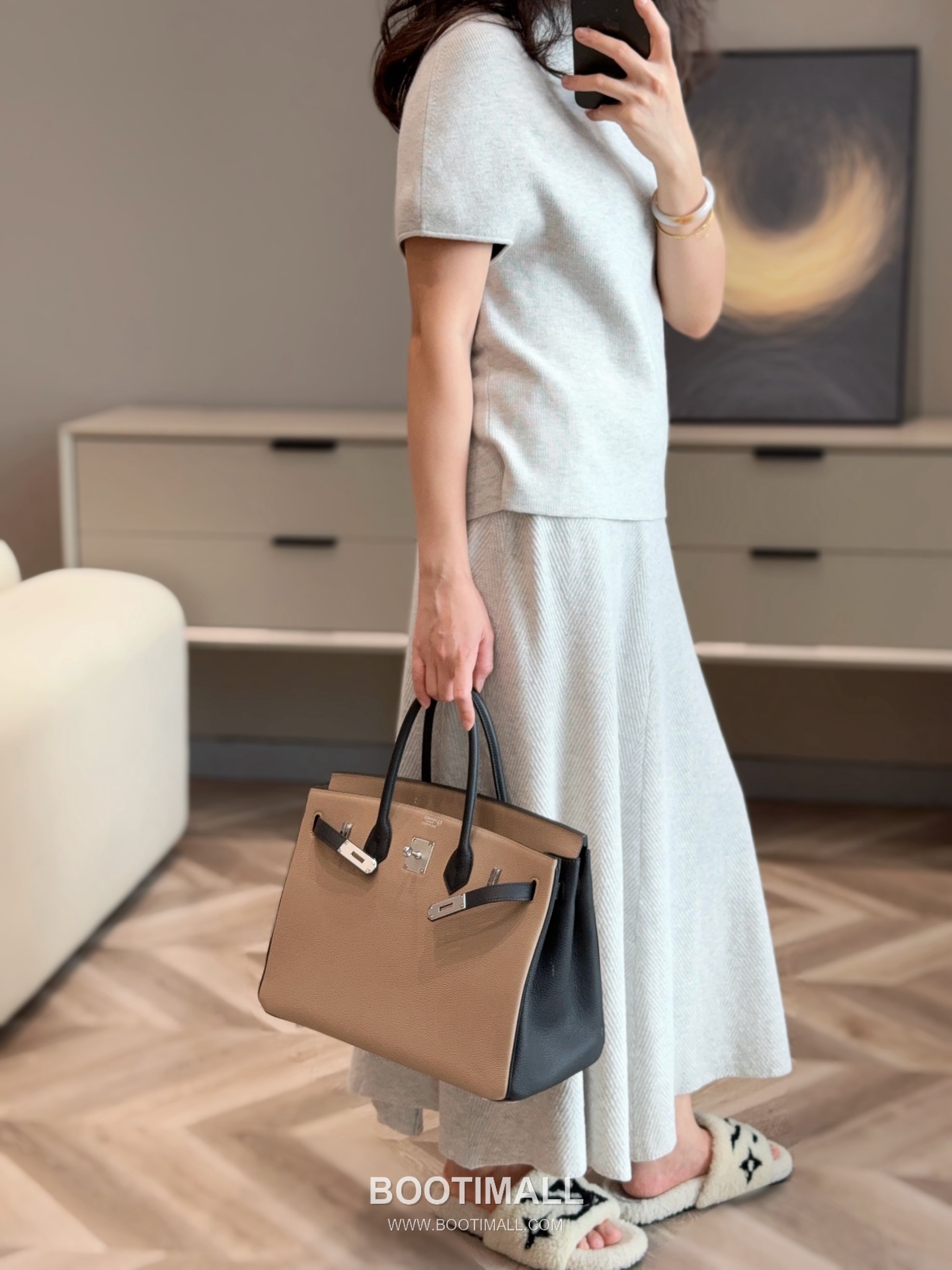 Hermes Birkin 35 Dove Gray Black Togo Leather Handbag 에르메스 버킨 35 13120014 도브 그레이 블랙 토고 레더 핸드백 35cm 7