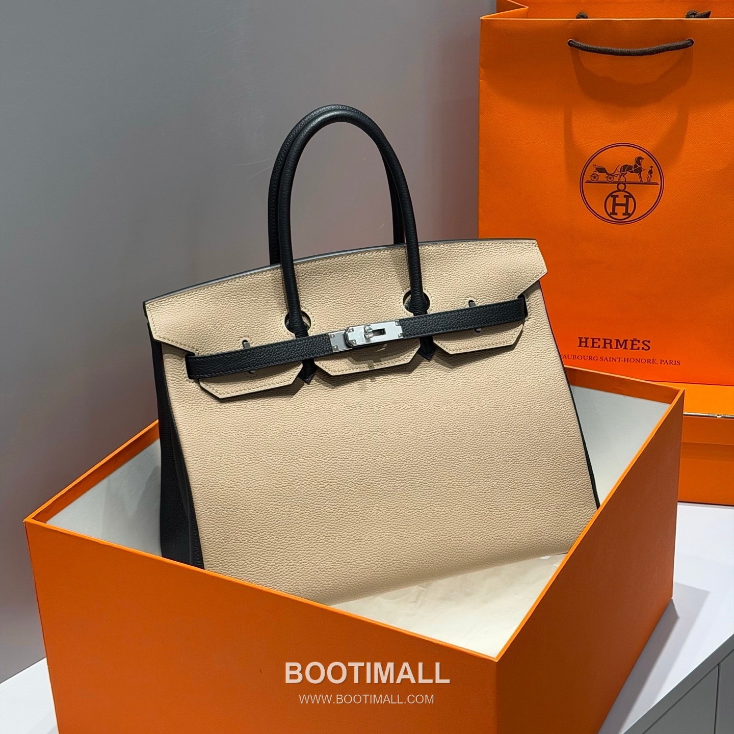 Hermes Birkin 35 Dove Gray Black Togo Leather Handbag 에르메스 버킨 35 13120014 도브 그레이 블랙 토고 레더 핸드백 35cm 8