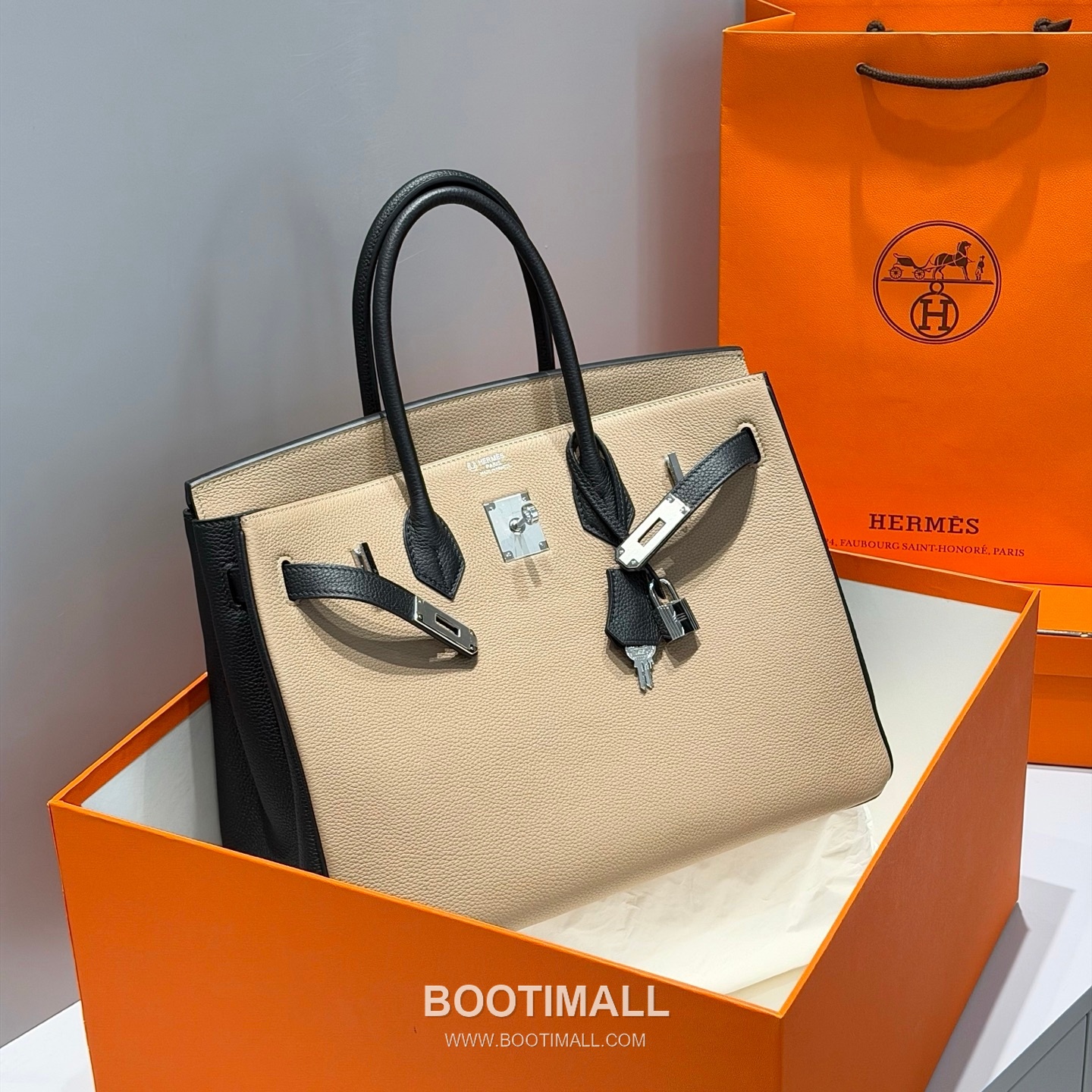 Hermes Birkin 35 Dove Gray Black Togo Leather Handbag 에르메스 버킨 35 13120014 도브 그레이 블랙 토고 레더 핸드백 35cm 10