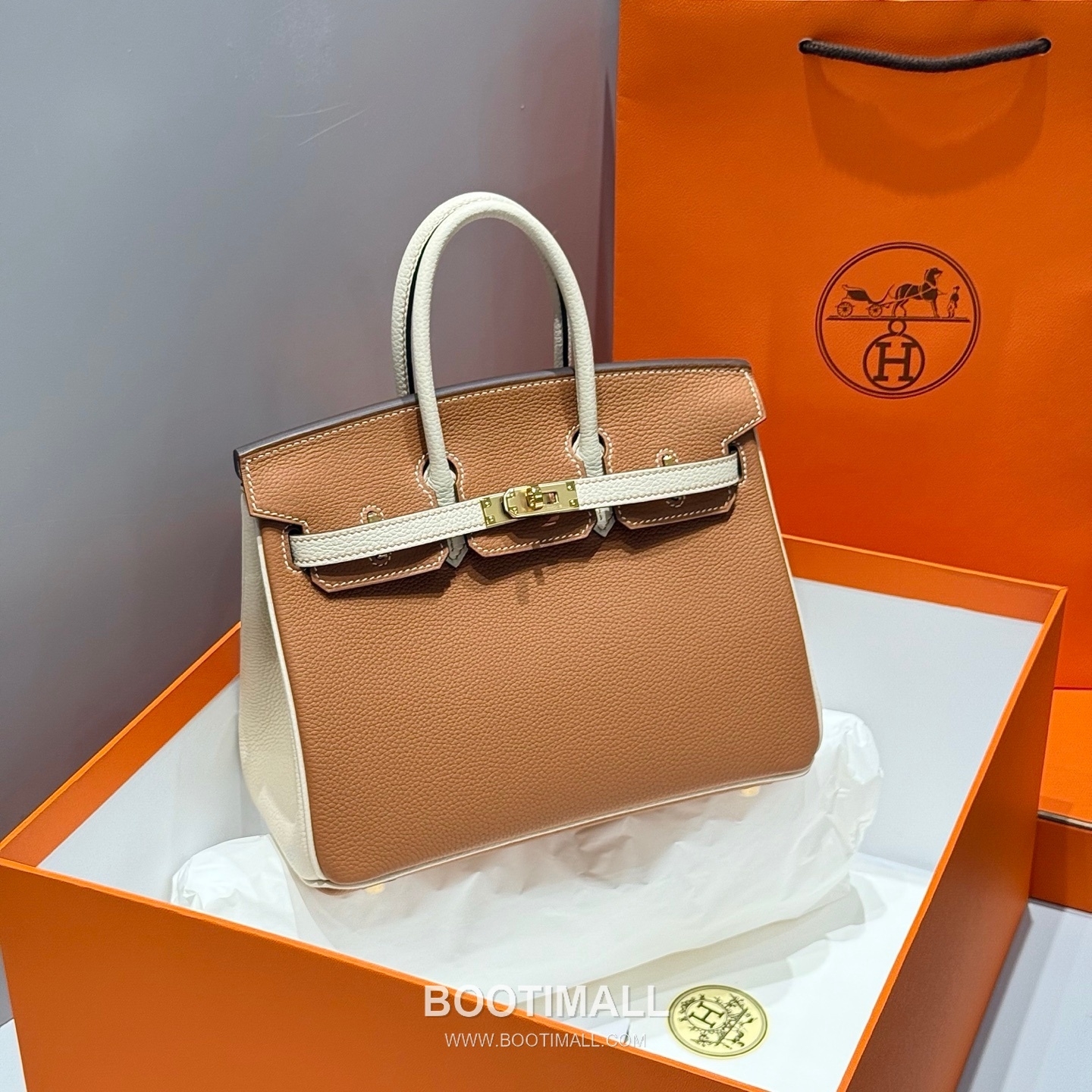 Hermes Birkin 25 Gold Craie Togo Leather Tote Bag 에르메스 버킨 25 골드 크레 토고 레더 토트백 25cm 7