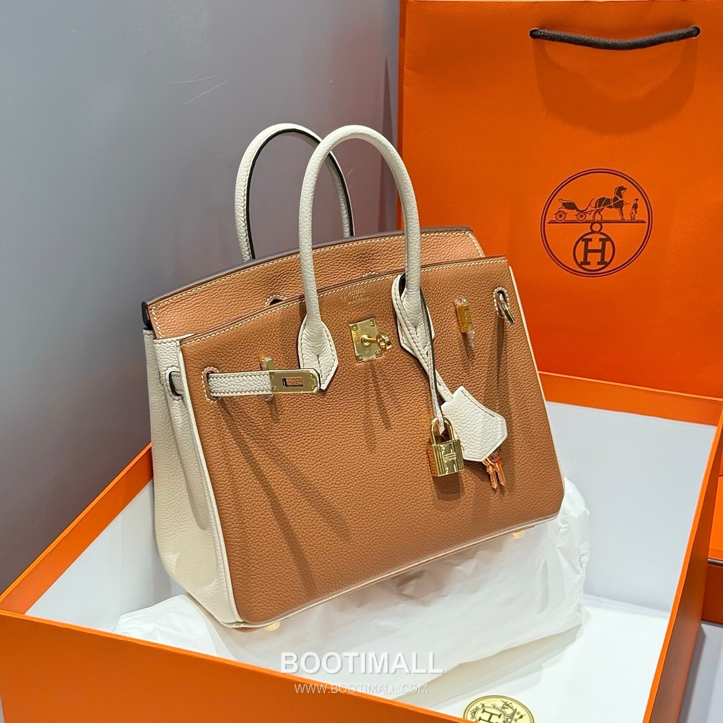 Hermes Birkin 25 Gold Craie Togo Leather Tote Bag 에르메스 버킨 25 골드 크레 토고 레더 토트백 25cm 9