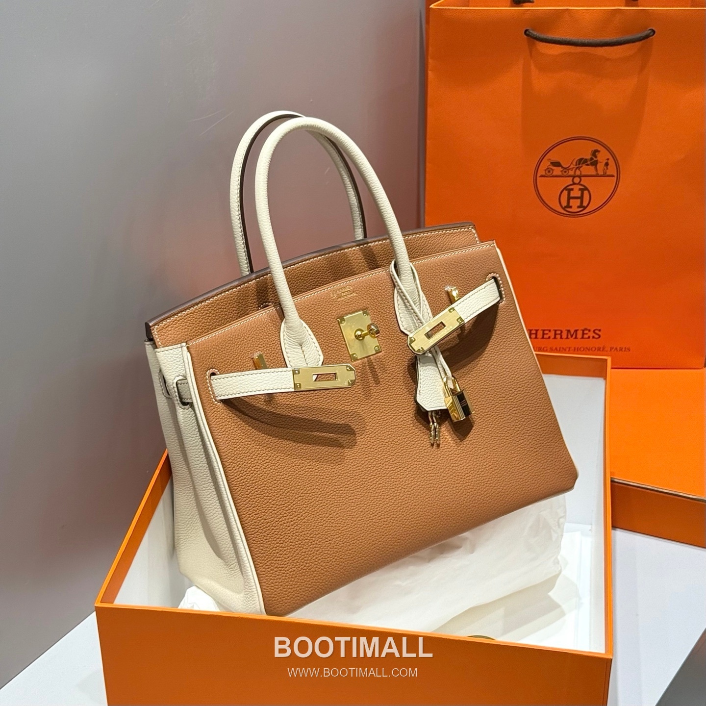 Hermes Birkin 30 Gold Craie Togo Leather Tote Bag 에르메스 버킨 30 골드 크레 토고 레더 토트백 30cm 10