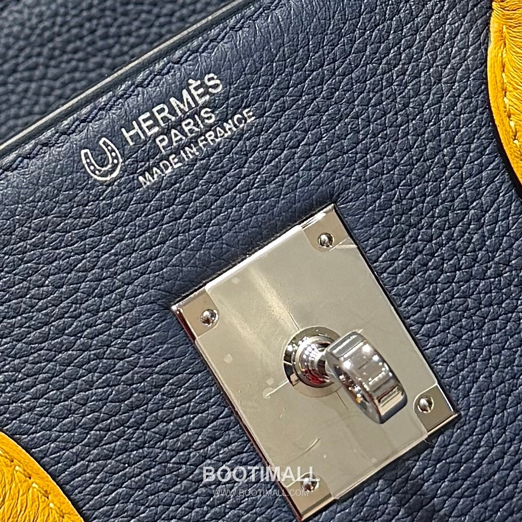 Hermes Birkin 30 Navy Blue Jaune Amber Togo Leather Handbag 에르메스 버킨 30 네이비블루 존앰버 토고 레더 핸드백 30cm 5