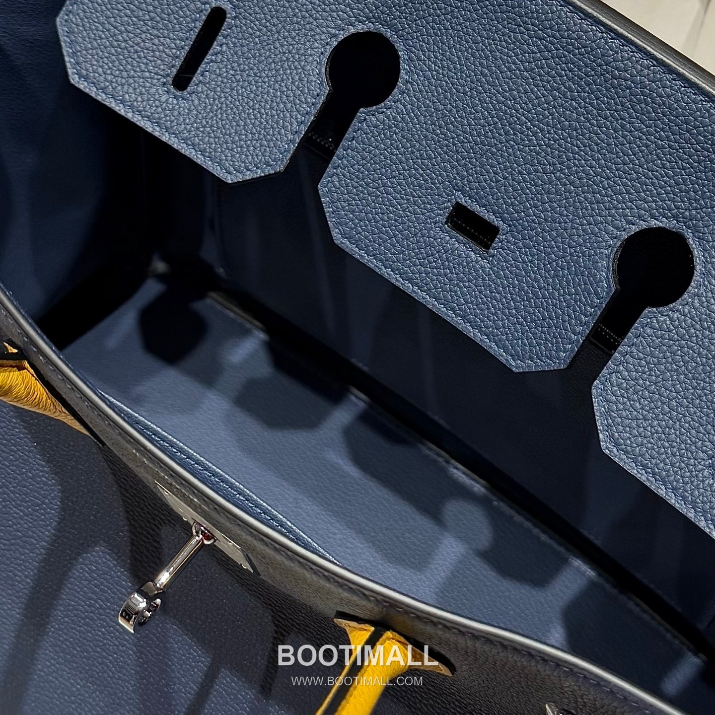 Hermes Birkin 30 Navy Blue Jaune Amber Togo Leather Handbag 에르메스 버킨 30 네이비블루 존앰버 토고 레더 핸드백 30cm 9