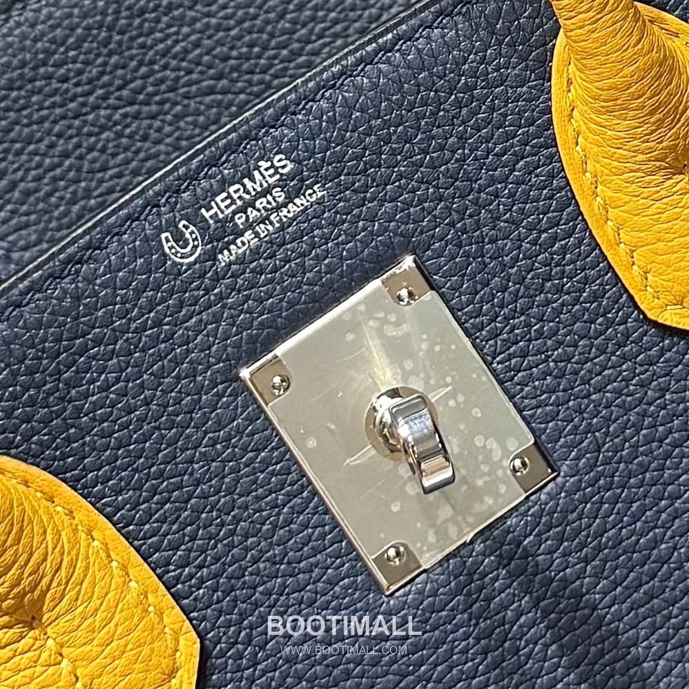 Hermes Birkin 30 Navy Blue Jaune Amber Togo Leather Handbag 에르메스 버킨 30 네이비블루 존앰버 토고 레더 핸드백 30cm 19