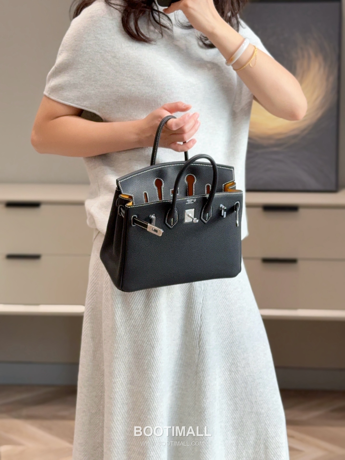 Hermes Birkin 25 Black Amber Yellow Togo Leather Handbag 에르메스 버킨 25 블랙 앰버 옐로우 토고 레더 핸드백 25cm 4