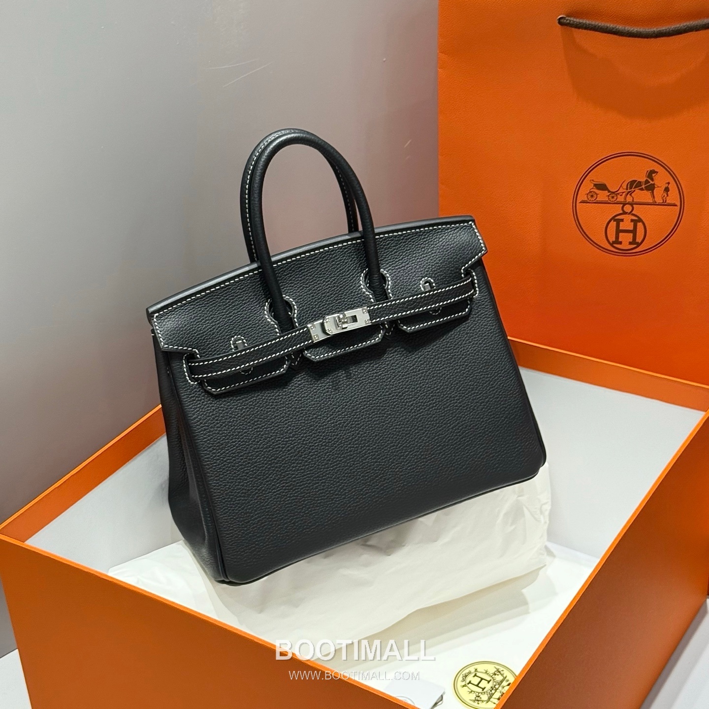 Hermes Birkin 25 Black Amber Yellow Togo Leather Handbag 에르메스 버킨 25 블랙 앰버 옐로우 토고 레더 핸드백 25cm 10